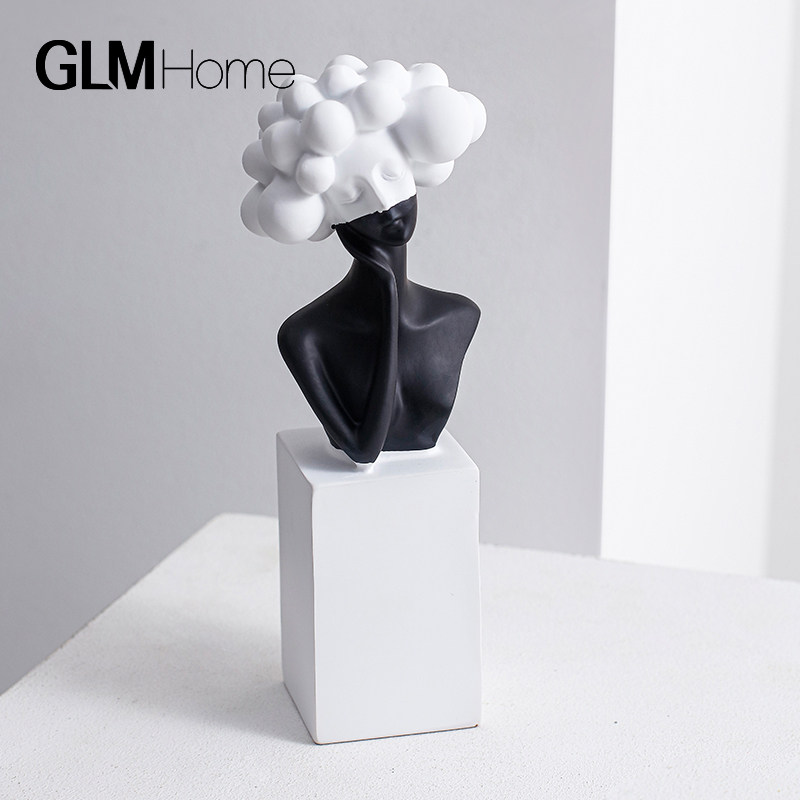 现代简约黑白女郎家居客厅艺术摆件玄关酒柜装饰酒店民宿软装摆设