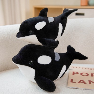 海洋动物鲸鱼毛绒玩具黑虎鲸公仔小号30厘米抓机布娃娃玩偶儿童节