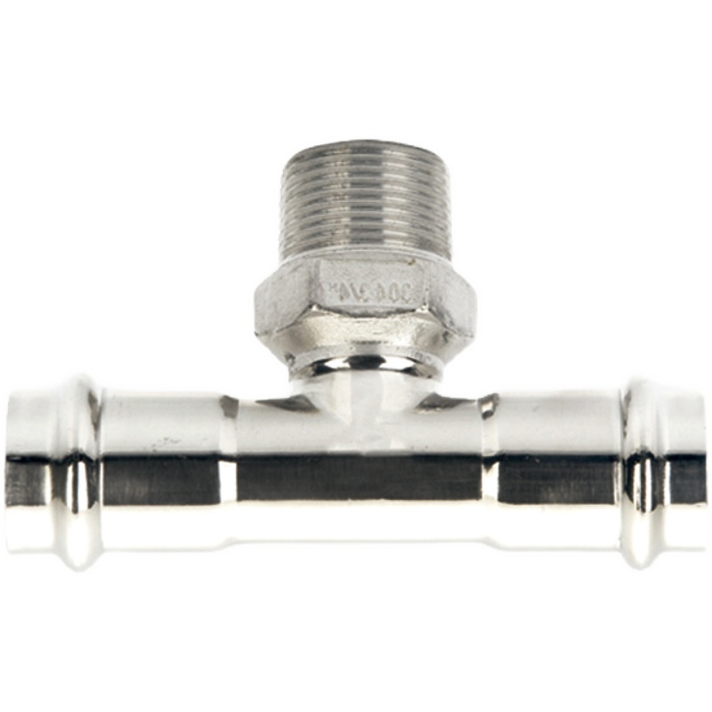 卡压式外螺纹转换三通卫生级直饮水304薄壁1系列外螺纹双卡压管件