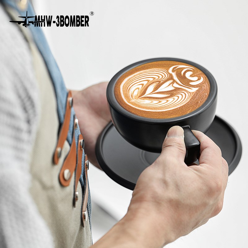 MHW-轰炸机泽田陶瓷杯咖啡杯陶瓷杯专业拿铁艺术拉花杯压纹
