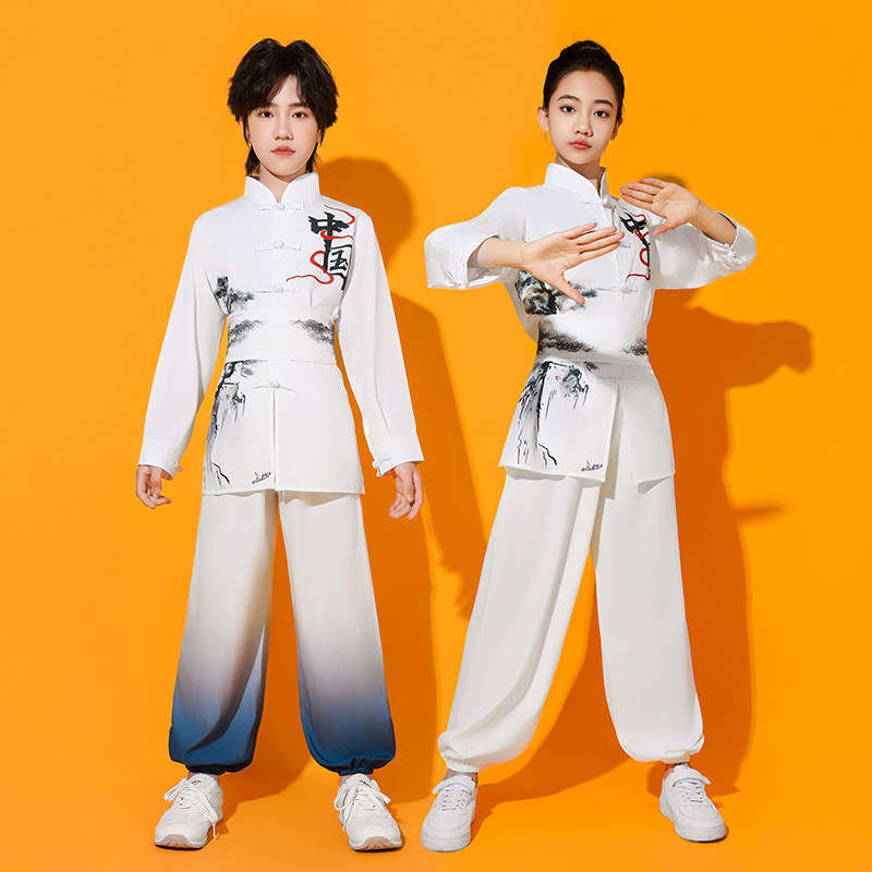 儿童武术服中小学生表演服装功夫训练服八段锦中国风太极服练功服