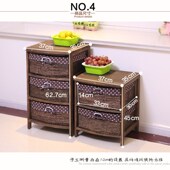 韩式 储物柜简约创意斗柜 田园收纳小柜子实木复古床头柜藤编抽屉式