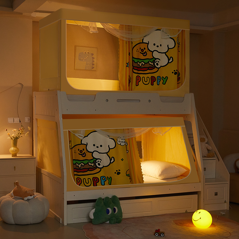 学生宿舍上铺0.9m上下床蚊帐遮挡1米5床帘一体式子母床儿童梯形90