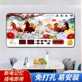 装 时钟家用挂墙客厅中式 饰画日历 万年历电子钟静音插电大数码 新款