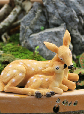 创意小梅花鹿摆件花园阳台花盆庭院工艺品装饰品动物树脂微景观