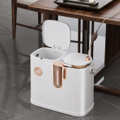 茶水桶茶室干湿分离垃圾桶按压式 分类清洁桶茶道废水桶过滤茶渣桶