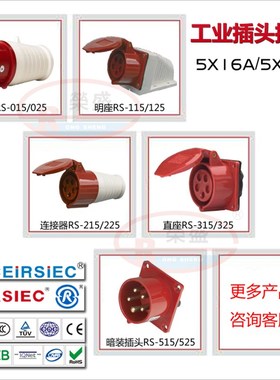 荣盛CEIRSIEC航空工业插头明装插座5芯32A RS025 RS225 RS325 125