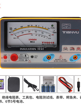 天宇TY6017/6018/6045绝缘电阻测试仪兆欧表500V/1000V指针摇表