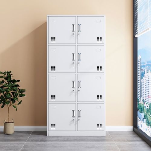 钢制学校八门铁皮更衣柜子储物柜带锁工厂员工宿舍浴室8门换衣柜