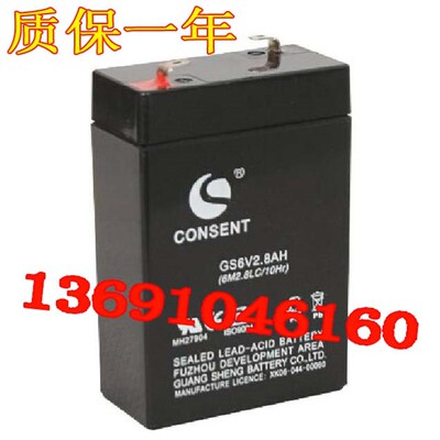 CONSENT蓄电池 GS6V2.8AH(6M2.8LC/20Hr) 电子称 仪器仪表电池