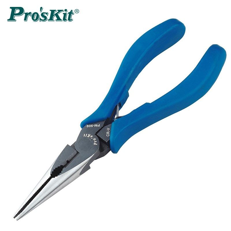 台湾 宝工PM-909 克钢6寸尖嘴钳(170mm)蓝色TPR手柄多功能剪嘴钳