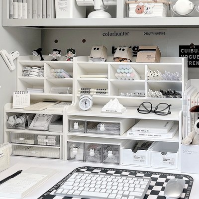 栋哈宿舍桌面收纳盒书桌整理文具神器化妆品收纳置物架小学生笔筒