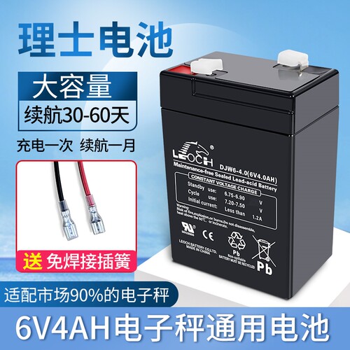 理士电子秤电瓶LEOCH DJW6-4.0 6V4AH 电子称吊秤蓄电池童车电瓶