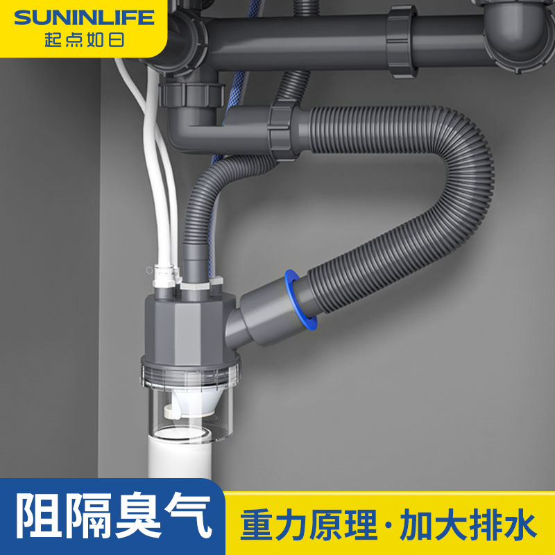 厨房水槽下三通洗衣机碗净