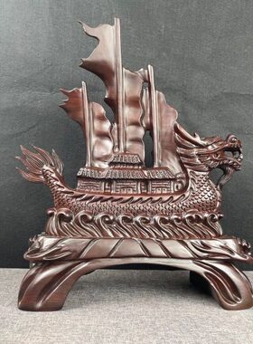 龙船帆船一帆风顺招财酒柜装饰摆件店铺公司开业礼品客厅工艺品设