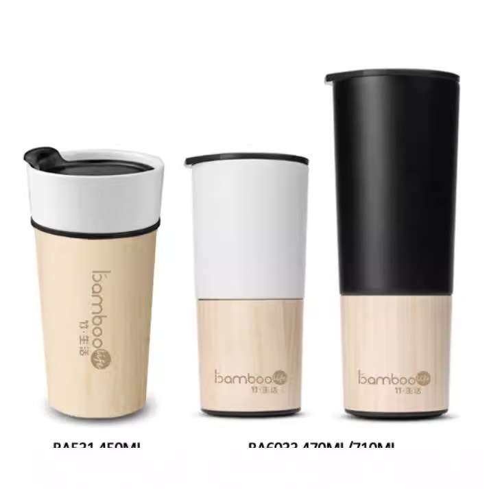 新款竹壳咖啡杯不锈钢保温杯竹子杯子竹保温杯创意竹杯子