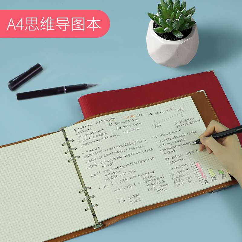 a4思维导图笔记本 商务b5活页手账本学生康奈尔方格网格记事本