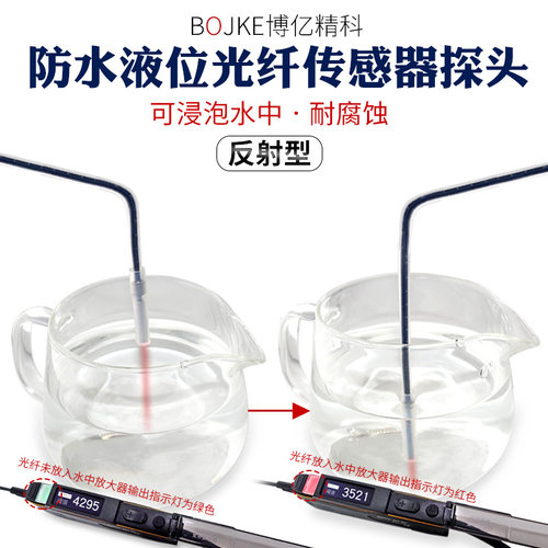 防水耐切削液酸碱腐蚀铁氟龙外皮可浸泡液位光纤传感器放大器探头
