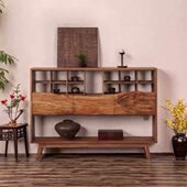 侘寂风边柜茶杯架实木博古展示柜复古餐边柜茶叶柜民宿茶室置物架