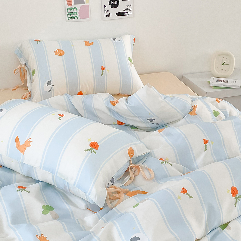 动物园游记 卡通插画原创可爱兰B精天丝四件套夏被套床单凉爽细腻