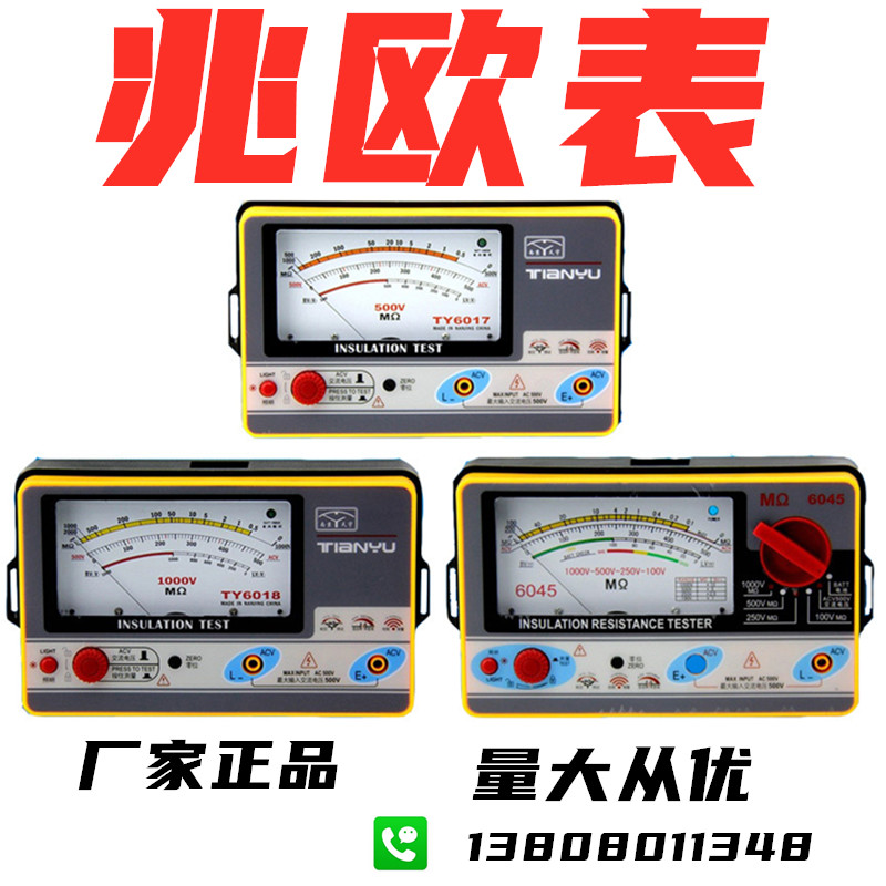 天宇TY6017/6018/6045型绝缘电阻表兆欧表500V/1000V摇表电子摇表