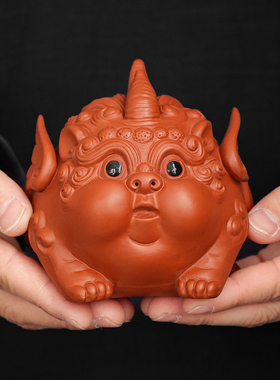 紫砂招财貔貅摆件 创意家居客厅桌面装饰品茶道可养茶桌茶玩茶宠