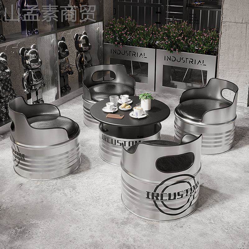 谈工业风卡座沙发商用 OAI创意酒油桌椅 咖吧啡厅奶茶店洽桶桌椅