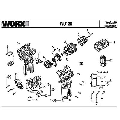 WORX威克士WU130电池12VWU128主机充电器机壳无刷手电钻配件WU131
