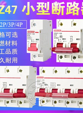 空气开关DZ47-100A 1P 2P 3P 4PDZ47-125A断路器3P 125A  C45