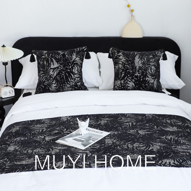 复古散尾葵床尾巾样板房毯子民宿毛毯沙发毯床尾毯盖毯午睡毯