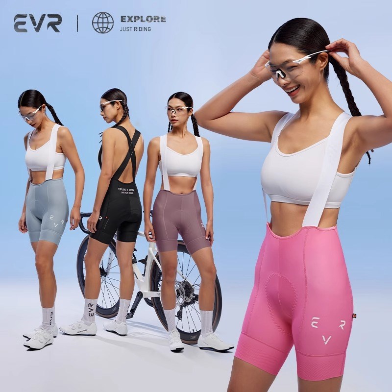 E背带骑行裤女款夏季新款自行车公路车女短裤双箭头屁垫