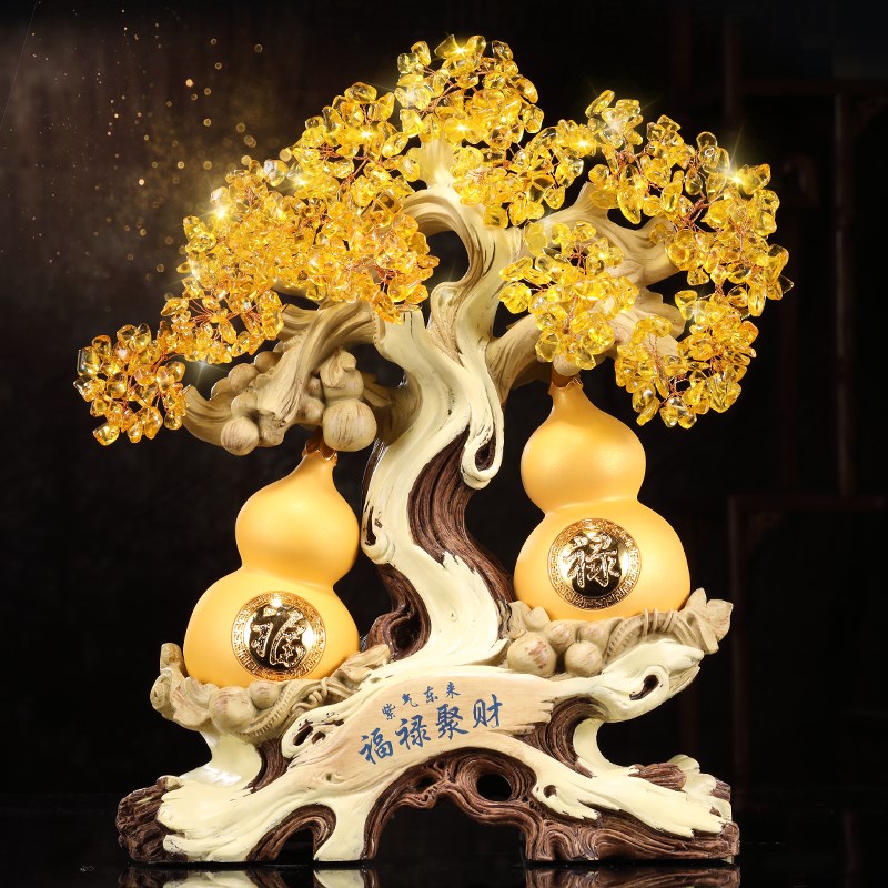 招财水晶树葫芦摆件福禄聚x財家居客厅博古架装饰品开业礼品