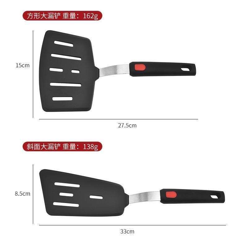 硅胶厨具套装 不锈钢柄煎铲漏铲厨房用具烹饪铲子 硅胶锅铲5件套