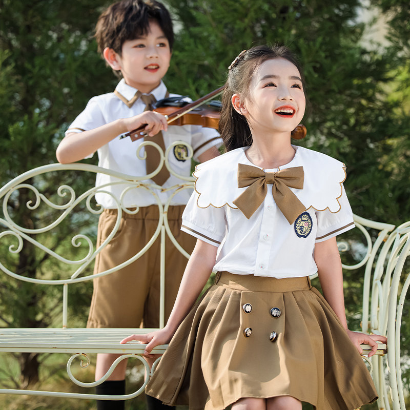 小学生校服套装英伦风毕业服幼儿园园服六K一合唱表演讲服夏季班
