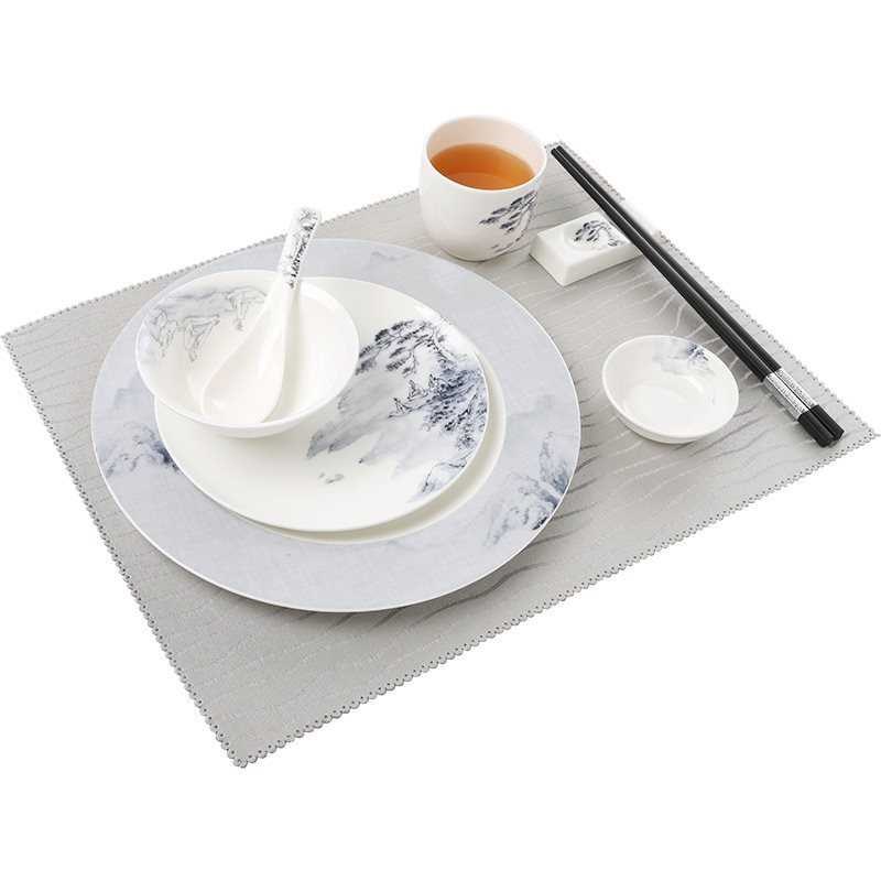酒店用品餐具摆台饭店西餐盘子 餐具套装碗碟摆件四件套 平盘中式