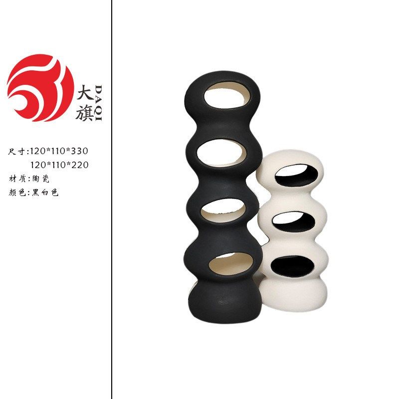 现代艺术家居软装白色陶瓷手工花瓶摆件样板房别墅酒店装饰品