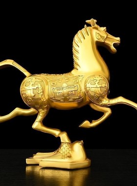 铜马摆件纯铜马踏飞燕生肖马家居玄关办公室桌面装饰马到成功奔马