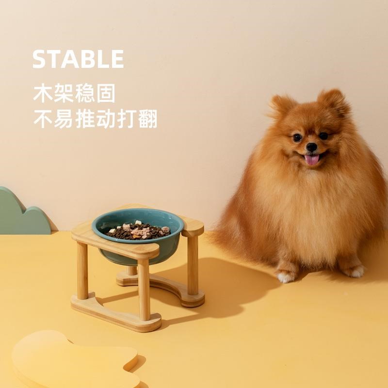 陶瓷狗碗加高碗架狗食盆金毛水碗大容量猫碗双碗护颈防打翻宠物碗