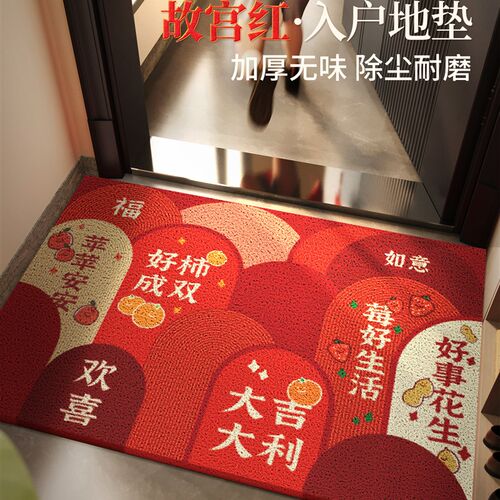 入户门地垫门口进k门脚垫可裁剪丝圈红色门垫高级玄关地毯2026新