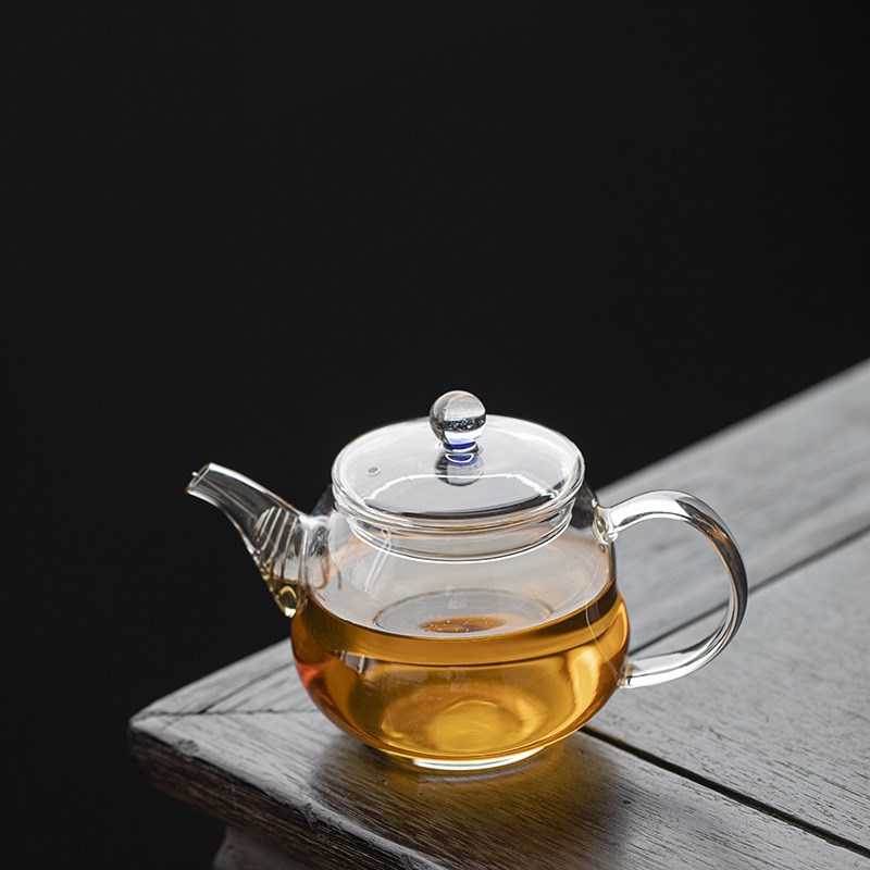 耐热高硼硅玻璃手把壶泡茶器带过滤孔透明玻璃花茶壶小单壶