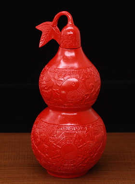 天然红朱砂八卦葫芦摆件家居办公摆台客厅书架摆饰桌面饰品工艺品