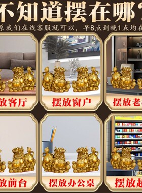 铜貔貅摆件招财聚财纯铜公母一对客厅I店铺办公室丘貔开业礼品