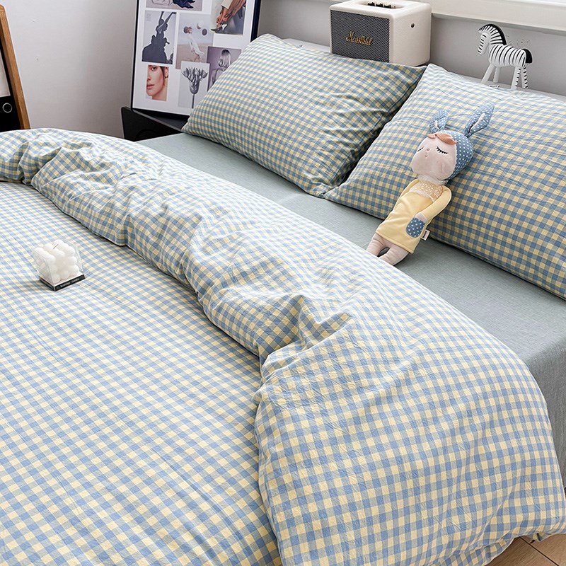 水洗棉博主格全棉床单单件纯色被单学生单人宿舍可配三四件套
