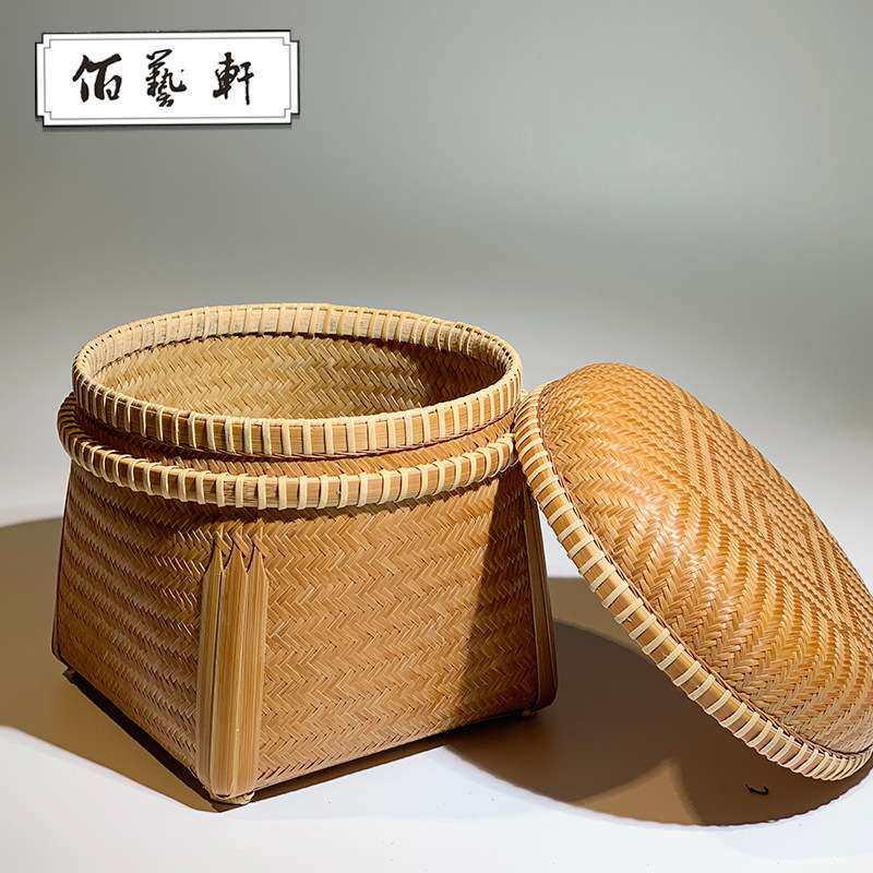 佰艺轩东阳竹编手工箩筐竹篮收纳筐收藏竹器收纳篮醒茶筐茶罐