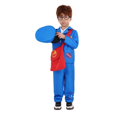 万圣节新款蓝色邮递员角色扮演幼儿园表演服节日派对舞台演出服