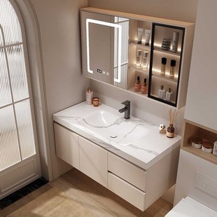 105 新款 115CM卫生间洗漱洗手池 岩板热弯一体浴室柜组合75