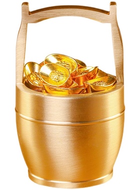 一桶金纯铜摆件一桶江山办公室桌面客厅玄关中式摆设创意家居装饰