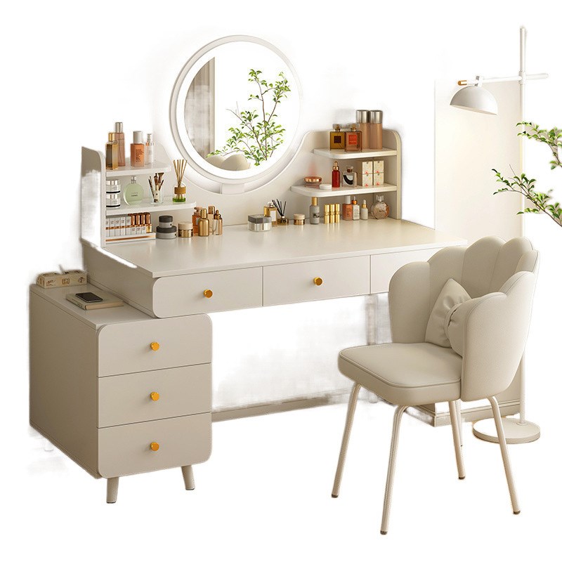 Qqz梳妆台卧室简约现代化妆柜2024年新款小型收纳斗柜一体书桌化