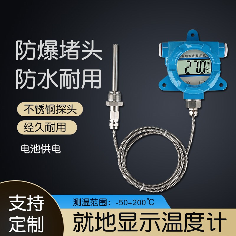 工业高精度带探头数显数字温度计防水水温计测水温表就地显示