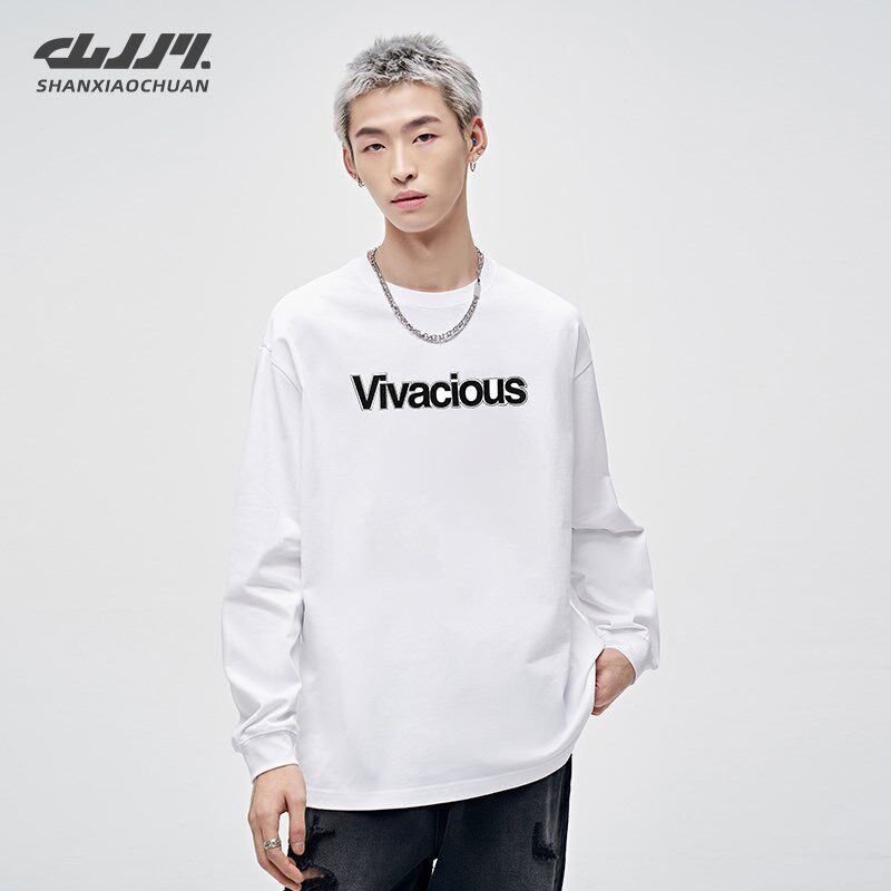 卡通涂鸦男士长袖t恤2024新款潮流体恤男款秋季内搭打底衫